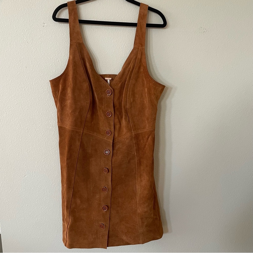 Brown Suede Button-Down Dress